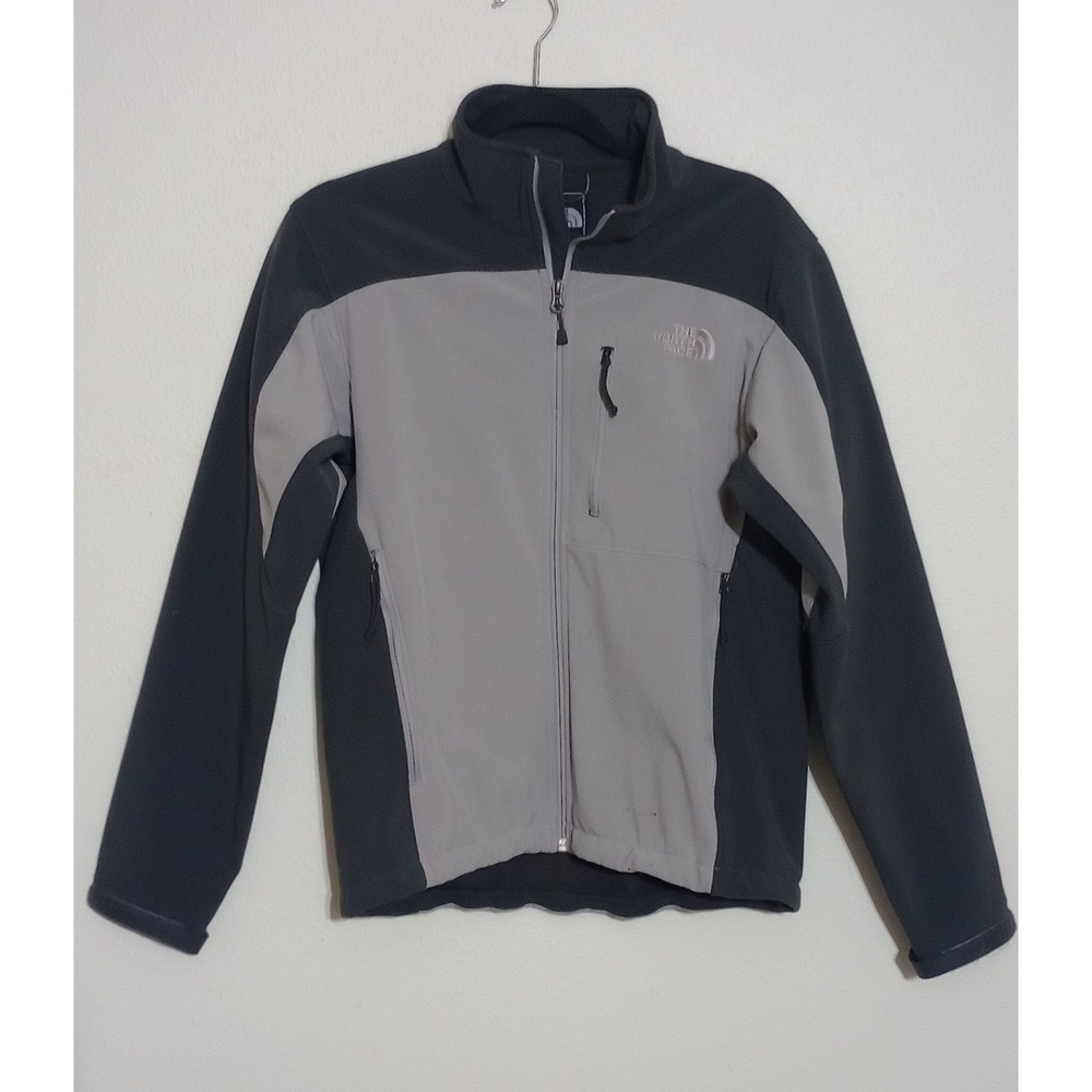 The North Face Mens Gray Black Colorblock Softshell Fleece Lined Jacket Small